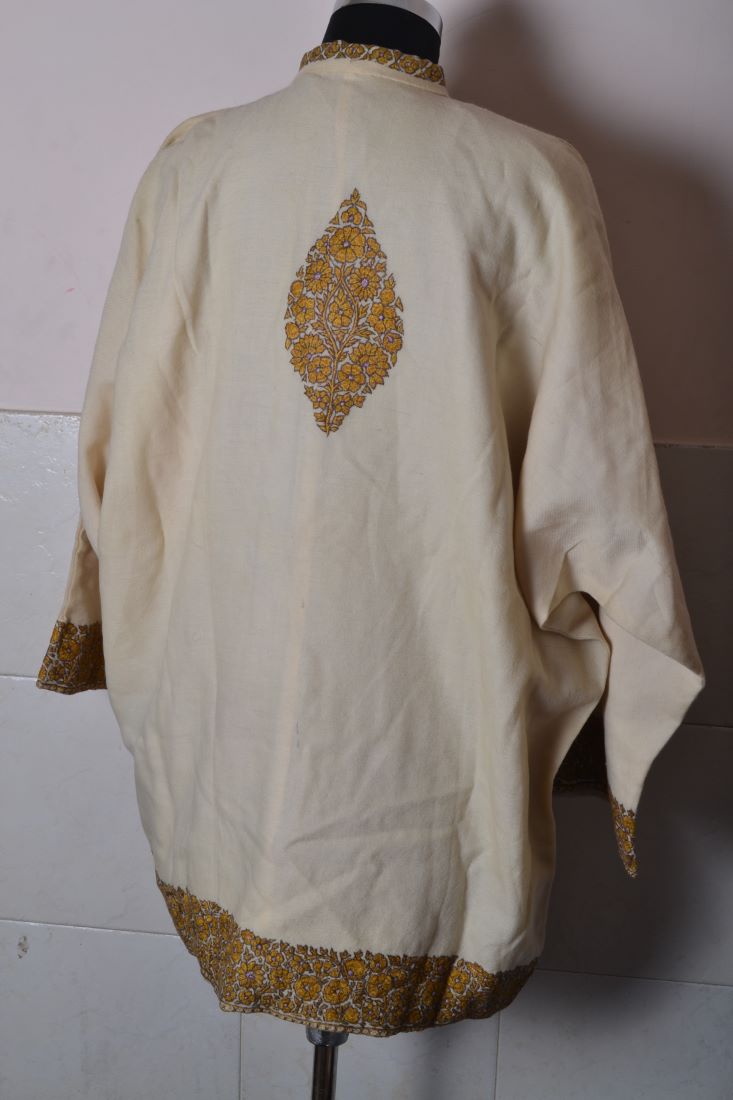 Embroidered Kashmiri Sherwani Long Jacket Coat - Pashmina Golden