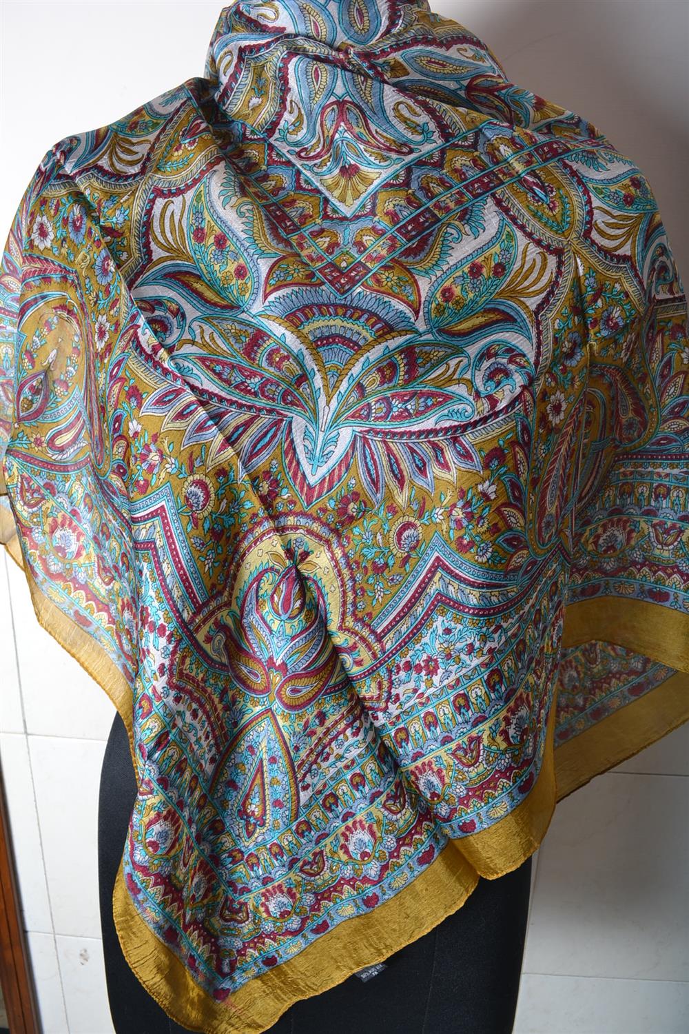 Printed Silk Square Pashmina Scarves | Bandhanas | Pareos