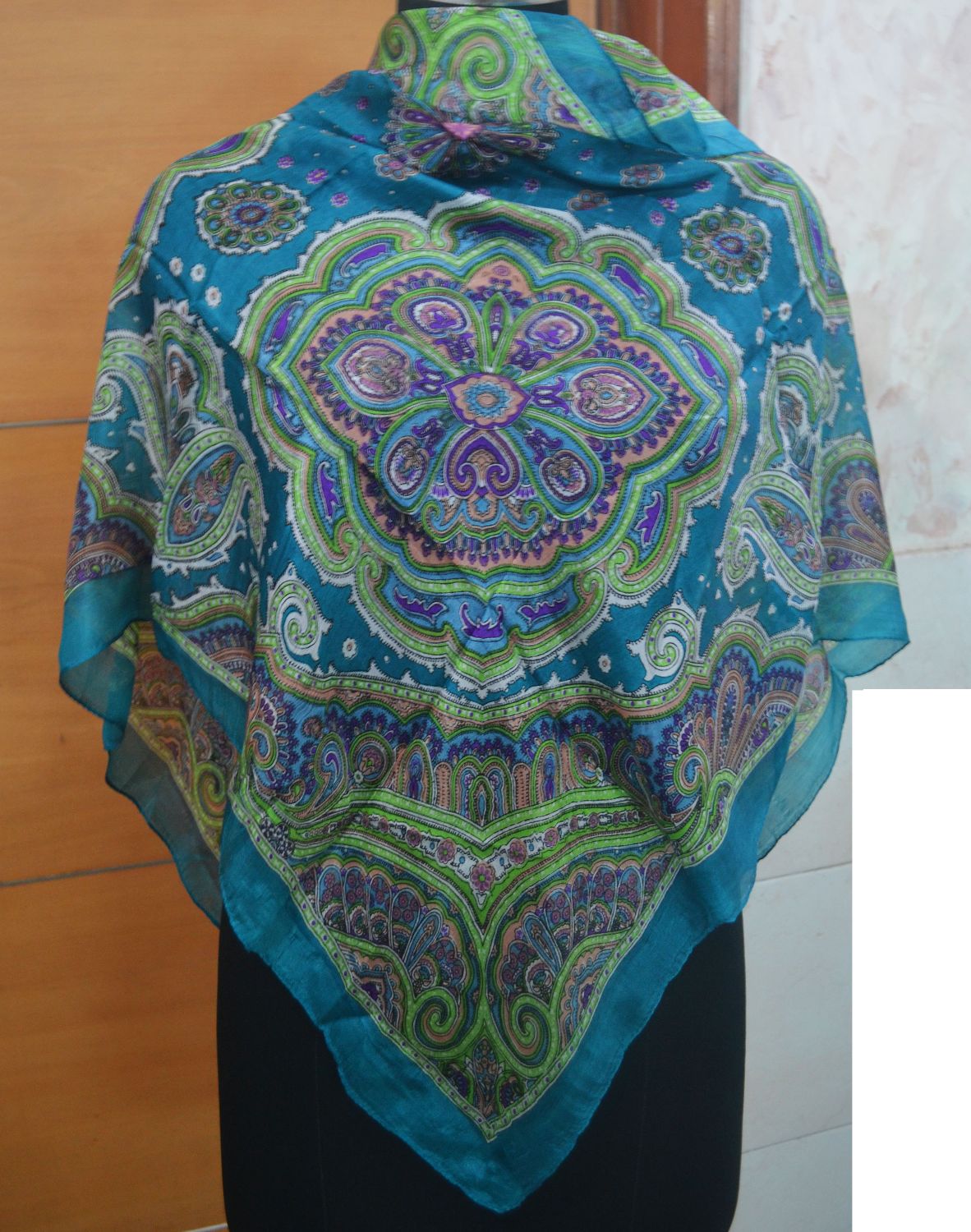 Printed Silk Square Pashmina Scarves | Bandhanas | Pareos